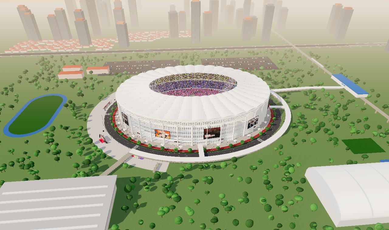 Aerial view of the 3D Bukit Jalil stadium and its surroundings